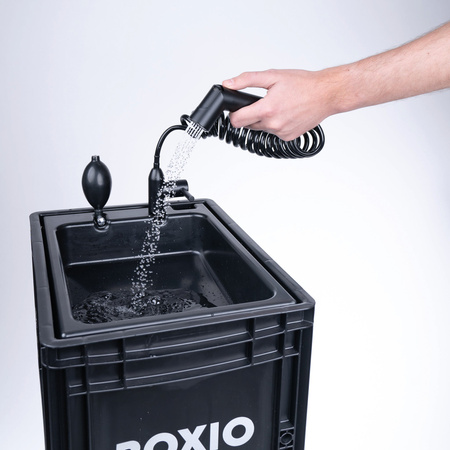 BOXIO WASH PLUS - mobilna umywalka Eurobox z prysznicem, lusterkiem i kulkami czyszczącymi