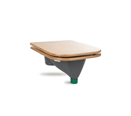 TROBOLO urine diverter grey with wooden toilet seat - insert for DIY composting toilet