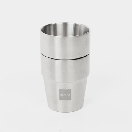 BOXIO CUP - set of 2 double-wall stainless steel mugs 300 ml for camping