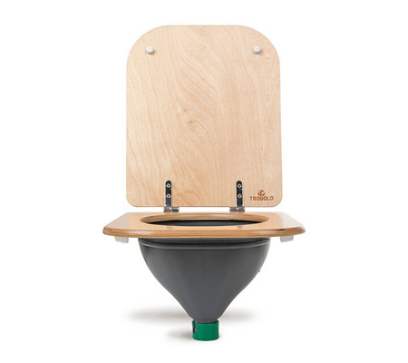 TROBOLO urine diverter grey with wooden toilet seat - insert for DIY composting toilet