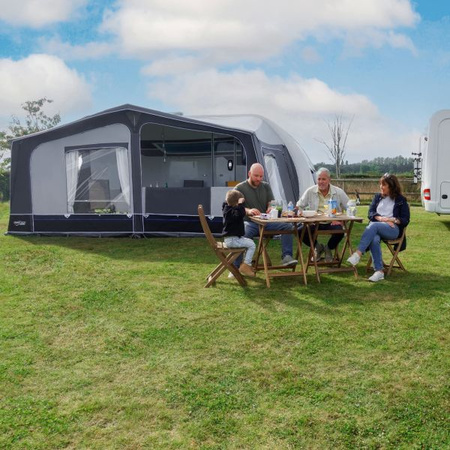 CAMPTECH Jade Air 11 caravan inflatable travel awning - circumference 900-925 cm, Camptex All Season, 2 windows, pump included