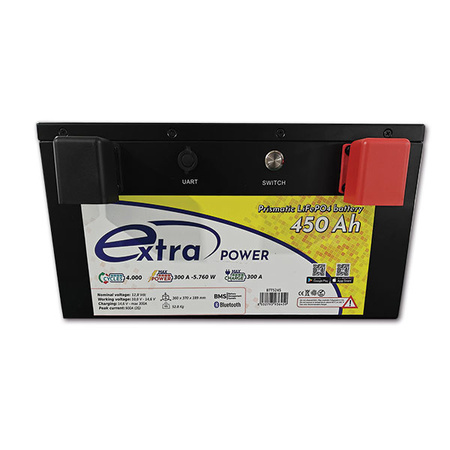 ExtraPOWER LiFePO4 battery 12.8 V 450 Ah with BMS and Bluetooth