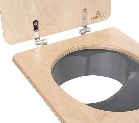 TROBOLO urine diverter grey with wooden toilet seat - insert for DIY composting toilet