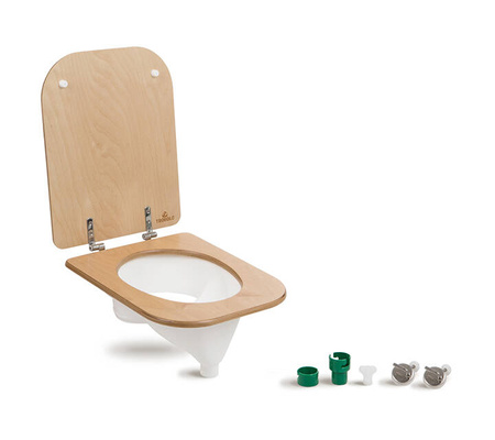 TROBOLO separator moczu biały z drewnianą deską sedesową - wkład do toalety kompostującej DIY