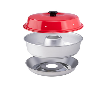 Omnia Kit 2 - Classic 2 l stovetop oven with perforated tray, silicone moulds, lifting handle and bag