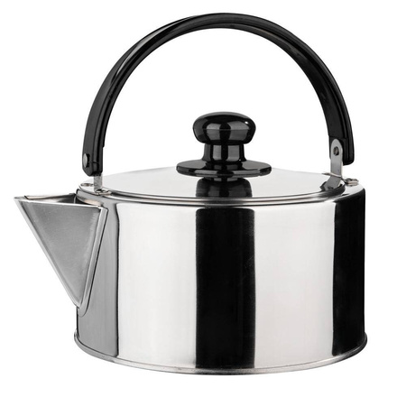 Stainless steel kettle 2.5 l - induction suitable, folding handle, large filler opening, Ø 18 cm, for camping and motorhomes