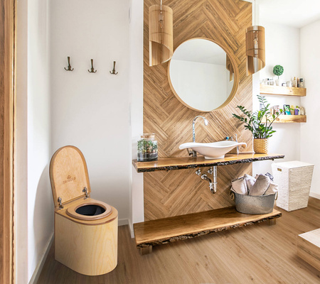 TROBOLO LunaBlœm - pre-oiled wooden composting toilet with rounded front