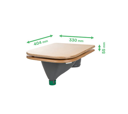 TROBOLO urine diverter grey with wooden toilet seat - insert for DIY composting toilet