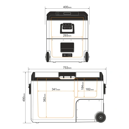 Yolco przenośna lodówka kompresorowa TCX50 50 l, dwustrefowa, Space Grey