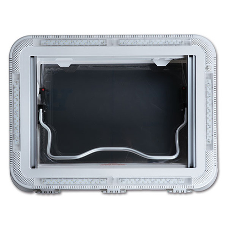 ExtraVENT 70 Evo - 70 x 50 cm rooflight for motorhomes and caravans, double-glazed dome, 4500 K LED, forced ventilation, pleated blind and fly screen, roof 25-60 mm