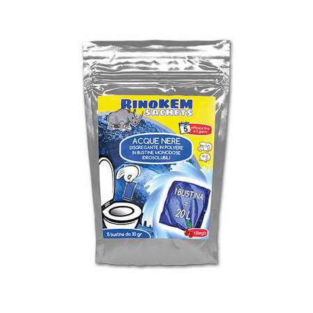 RinoKEM saszetki rozpuszczalne do toalet chemicznych i kaset, aromat bubblegum, 15 szt.