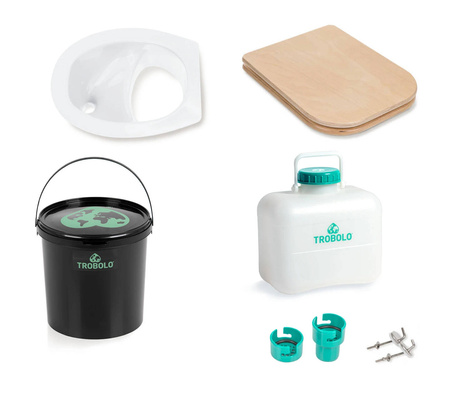 TROBOLO DIY composting toilet set with wooden seat, white - 11 l and 10 l containers