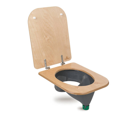 TROBOLO urine diverter grey with wooden toilet seat - insert for DIY composting toilet